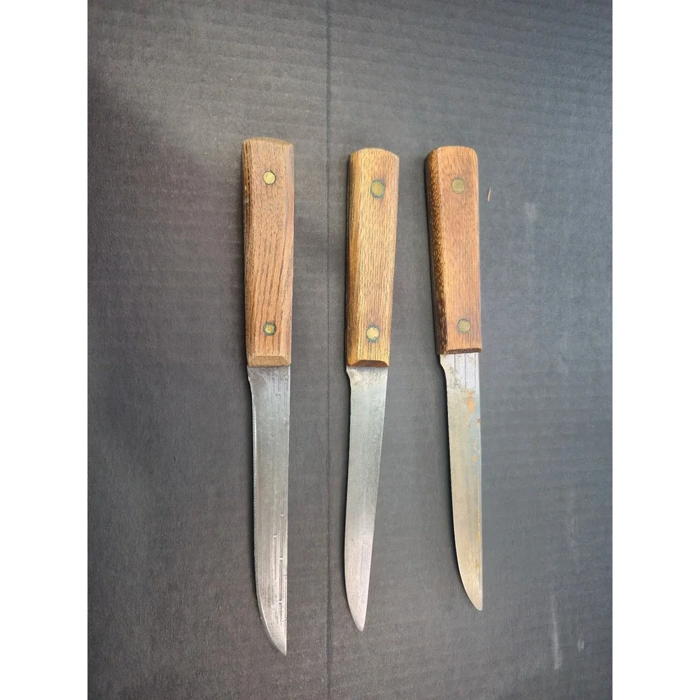3 Vintage Old Hickory Ontario Knife Co & Forgecraft Carbon Steel Paring Knives